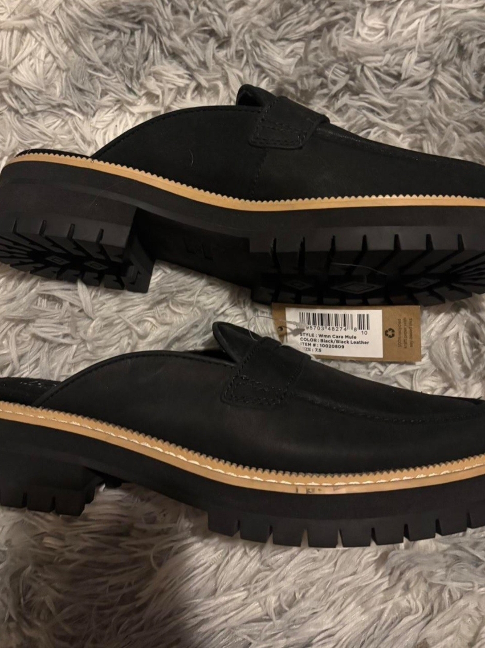 NWT TOMS Black Slip-On Penny Loafer Mule with Tan Trim - Picture 6 of 8